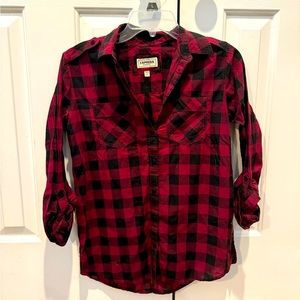 Express Red & Black Plaid Flannel - size xs